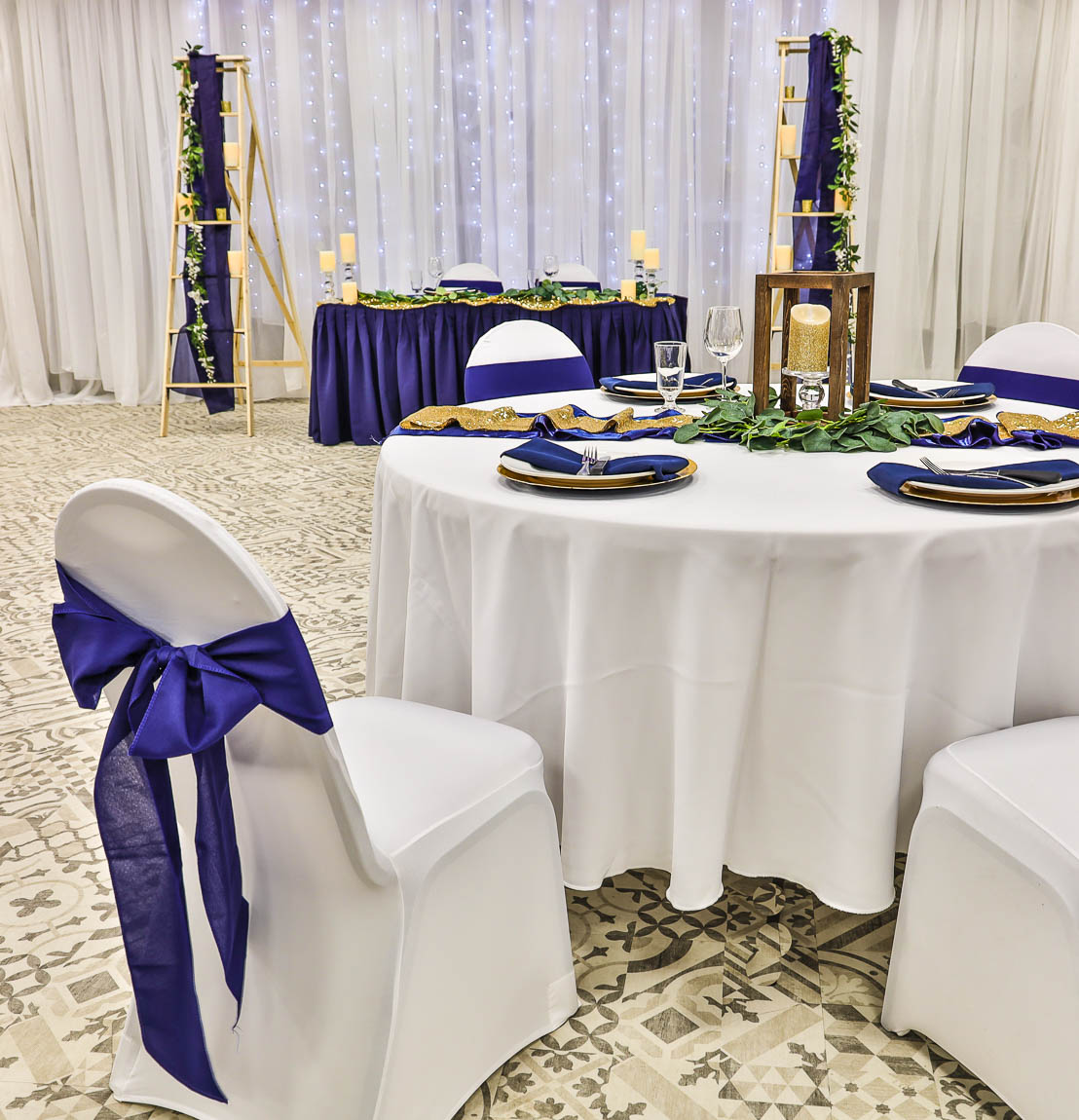 Table setting with navy accents