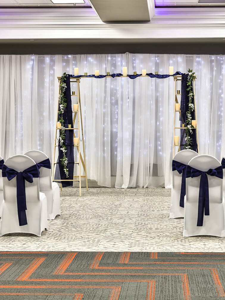 Table setting with navy accents